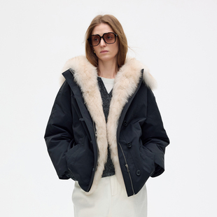 LIAC 加厚保暖毛领座山雕90鹅绒羽绒服防风派克服NV ROC2025冬季