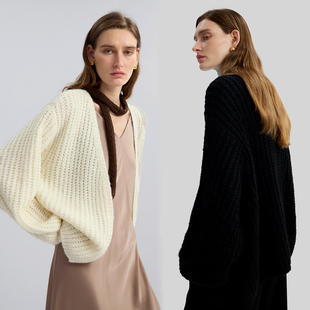 开衫 LIAC 灯笼袖 新品 毛衣女纯色宽松海马毛针织外套 ROC2025秋季