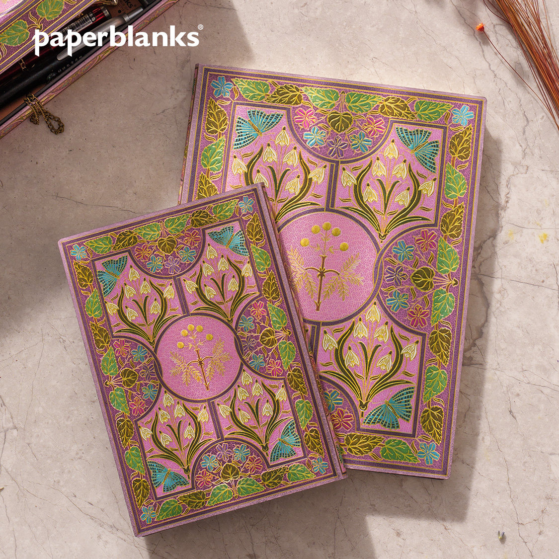 paperblanks佩兰克笔记本本子缤纷诗意含羞草高颜值手账本精致漂亮可爱横线空白内页送闺蜜送女同学生日礼物