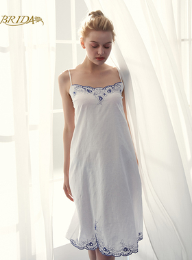 【微瑕疵捡漏】嘉德丽亚春夏女纯棉绣花吊带睡裙CGS4B401C2