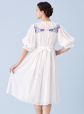 【奥莱瑕疵】CA BRIDA/嘉德丽亚新款法式提花皱棉睡裙CIS4B404C1