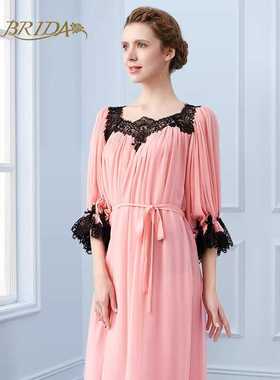 【微瑕疵捡漏】CA BRIDA春夏桑蚕丝桃粉修身长款睡裙CIS4D321C1