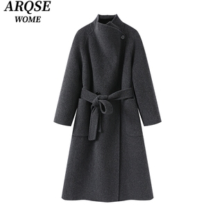 艾诺丝旺京官方旗舰店2025秋冬季新品长款双面呢毛呢大衣外套2355