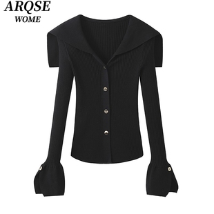 艾诺丝旺京官方旗舰店2025秋新品时尚百搭修身针织衫开衫上衣8040