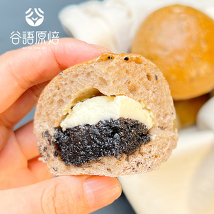 黑芝麻奶酪欧包早餐面包无糖精夹心代餐健康零食品