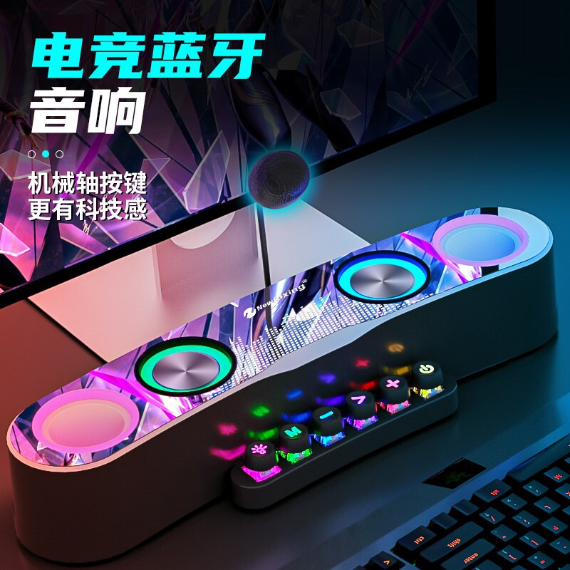 NewRixing/新乐欣 NR-555电竞电脑音响麦克风高音质氛围灯音箱台