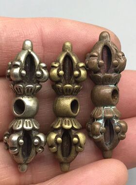 精品藏式黄铜五股金刚杵背云吊坠配饰白铜文玩佛珠手串配件饰品