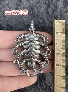 尼泊尔莲师铁蝎藏传德巴拉匝火焰创意天铁蝎九头饰品随身吊坠挂件