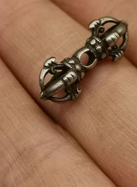 古玩文玩西藏白铜挂件吊饰手串项链配珠装饰金刚杵佛珠串珠配饰品