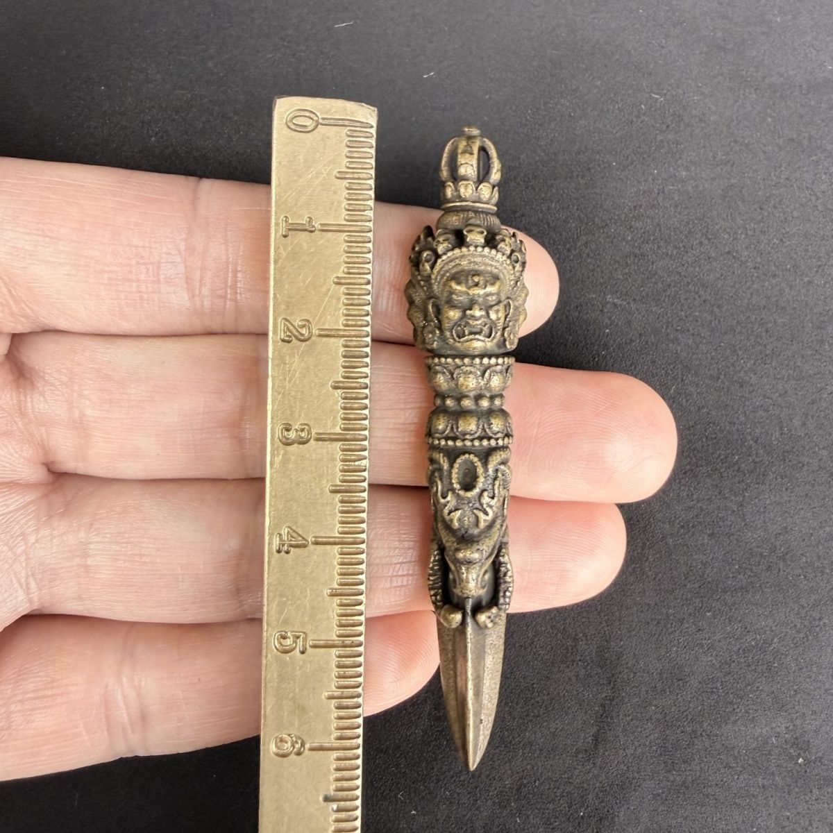 尼泊尔秽迹金刚杵三面普巴杵金刚橛铜手工个性降魔杵项链吊坠男女