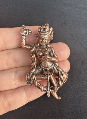 藏传利马铜佛像挂件白铜金刚护法菩萨吊坠尼泊尔手工随身小铜佛像