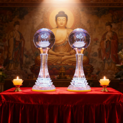 led插电水晶莲花灯七彩供灯佛前长明佛堂家用佛堂灯电子佛灯