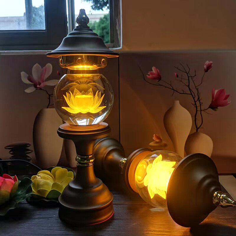 长明灯插电佛前led七彩水晶供灯