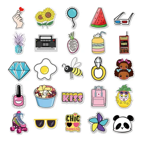 钢琴张汽车滑板车贴纸卡通53ins行李箱小清新装饰贴风格VSCO防水