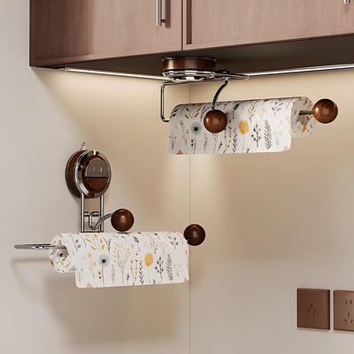 吸盘厨房纸巾架免打孔橱柜用纸挂架抽纸卷纸架懒人抹布保鲜膜挂架