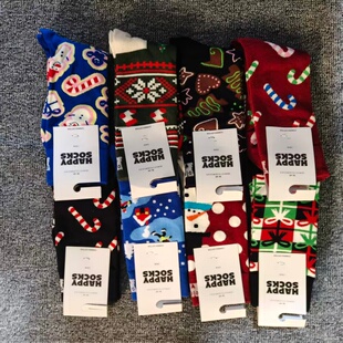 happy socks新款嗨皮联名卡通高筒袜女袜节日主题纯棉百搭运动袜
