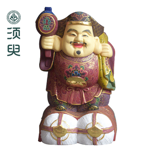 唐密大黑天财神木雕佛像密宗大黑天神居家客厅摆件定制 须臾