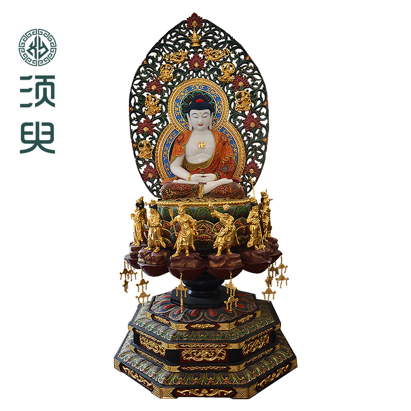 药师佛十二药叉木雕佛像