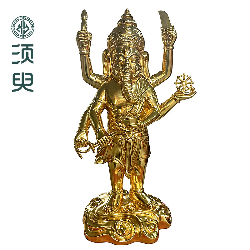 印度木雕象鼻财神佛像摆件定制