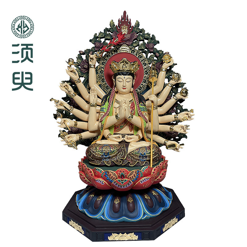寺庙家用准提佛母像木雕