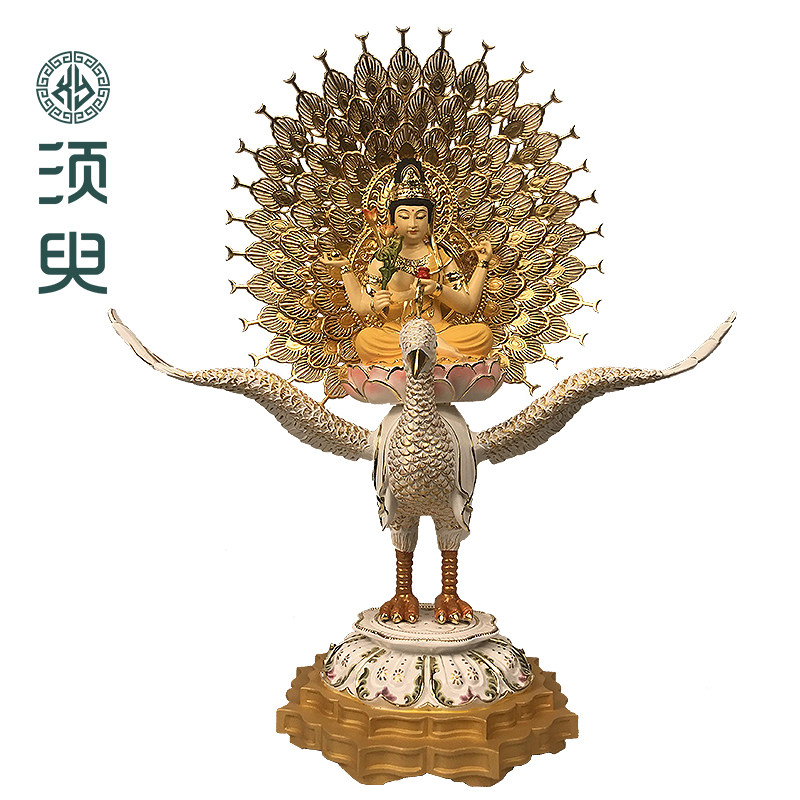 孔雀明王木雕佛像东密孔雀大明王