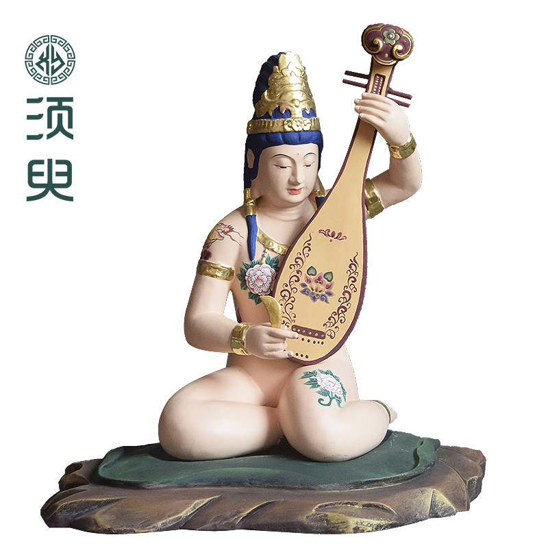唐密牟财天女木雕佛像摆件