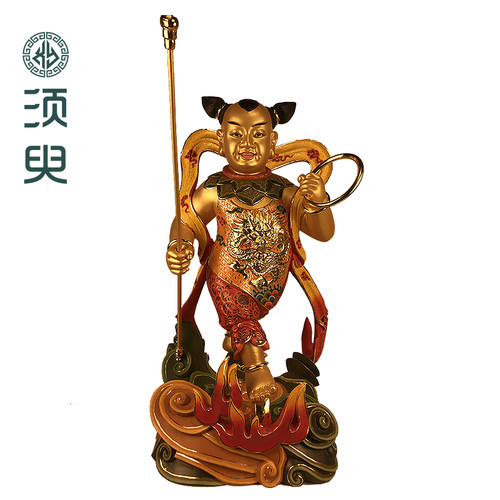 木雕哪吒神像三太子摆件