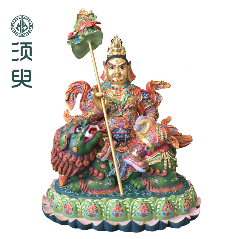 藏传铜雕财宝天王木雕佛像