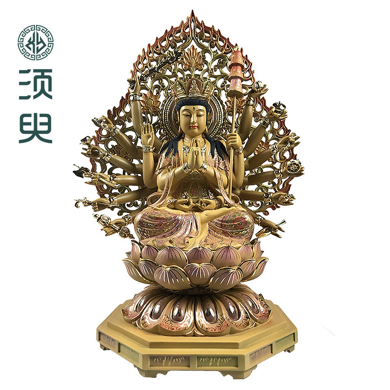 木雕准提佛母摆件家用寺庙供奉