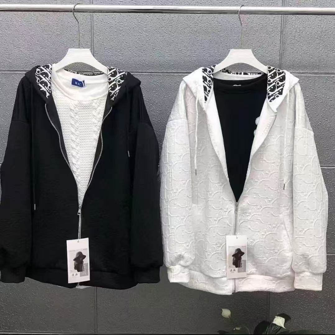 立体印压泡泡连帽百搭拉链卫衣