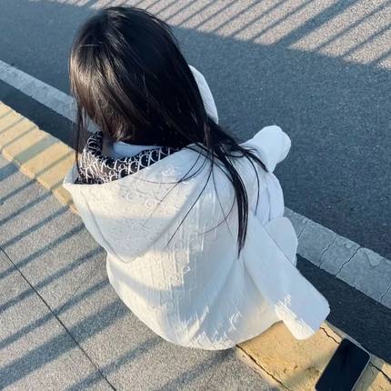 新款立体提花压印拼接加厚连帽卫衣女开衫外套男网红宽松潮牌夹克