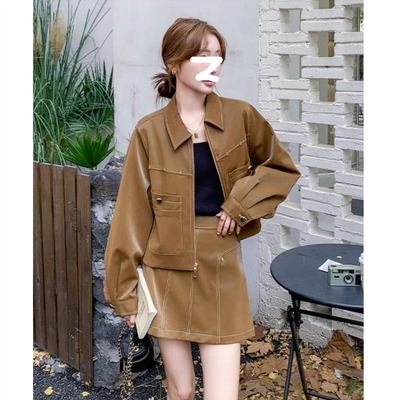 色美式复古减龄套装裙女2025秋季