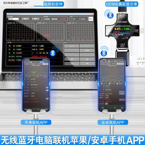 为炬仪ub检测数显电流表电子电压表J7-C/UC9充电器yp e-c仪表功率