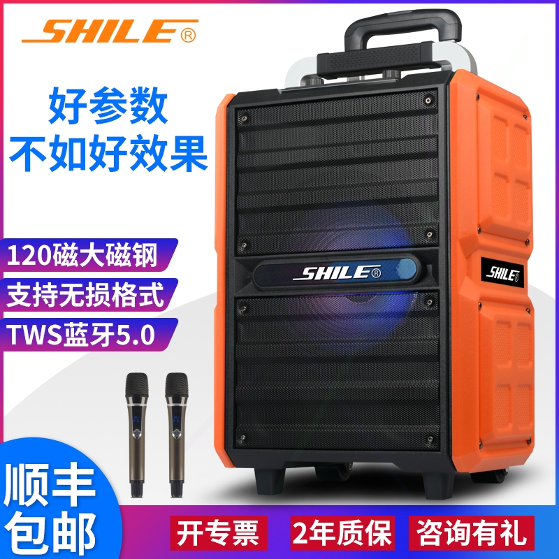 狮乐 SL-2017户外广场舞音响移动低音便携拉杆电瓶音箱10英寸重