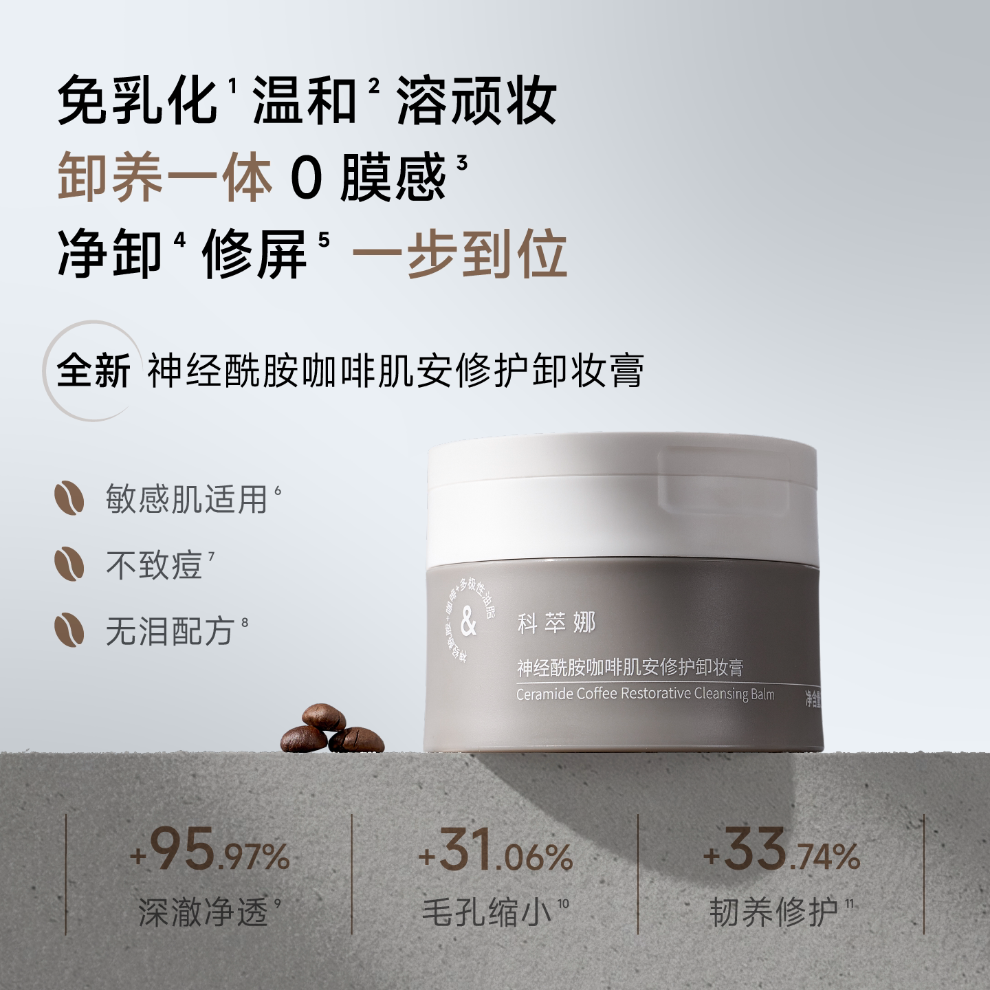 科萃娜神经酰胺卸妆膏女深层清洁脸眼唇部温和敏感肌专用卸妆油乳