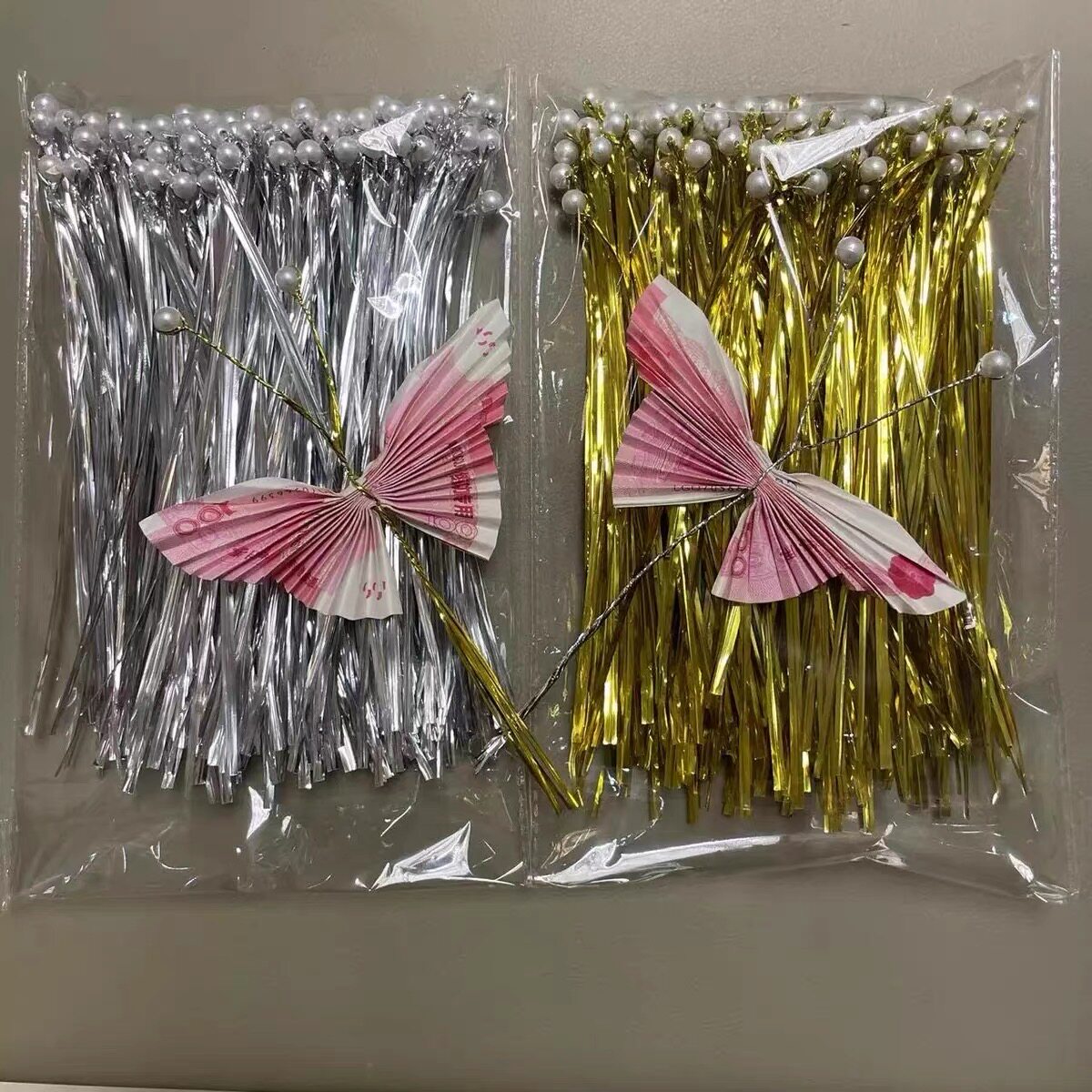 制作有钱花蝴蝶花珍珠装饰全套金属扎丝金丝折有钱花材料diy花束