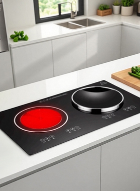 7000W家用大功率嵌入式凹面商用炉双灶炒菜电磁灶猛火爆炒灶电磁