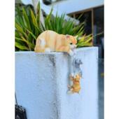 庭院小猫饰品户外花园阳台动物之家床和早餐台阶花架花盆配套配件