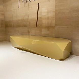 玻璃钢休闲椅商场等候区座椅美陈创意菱形长凳多人公共休息区椅子