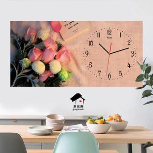 横向长方形北欧田园挂画钟表座钟客厅餐厅简约钟表摆件礼品床头钟