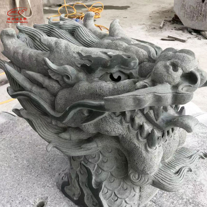 青石雕刻龙头园林水池石雕别墅景观水景装饰龙头喷水摆件