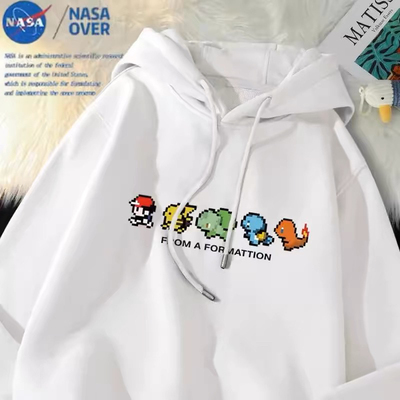 NASA联名神奇宝贝像素风情侣卫衣