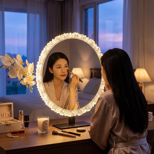 梳妆台化妆镜桌面智能调光美妆镜
