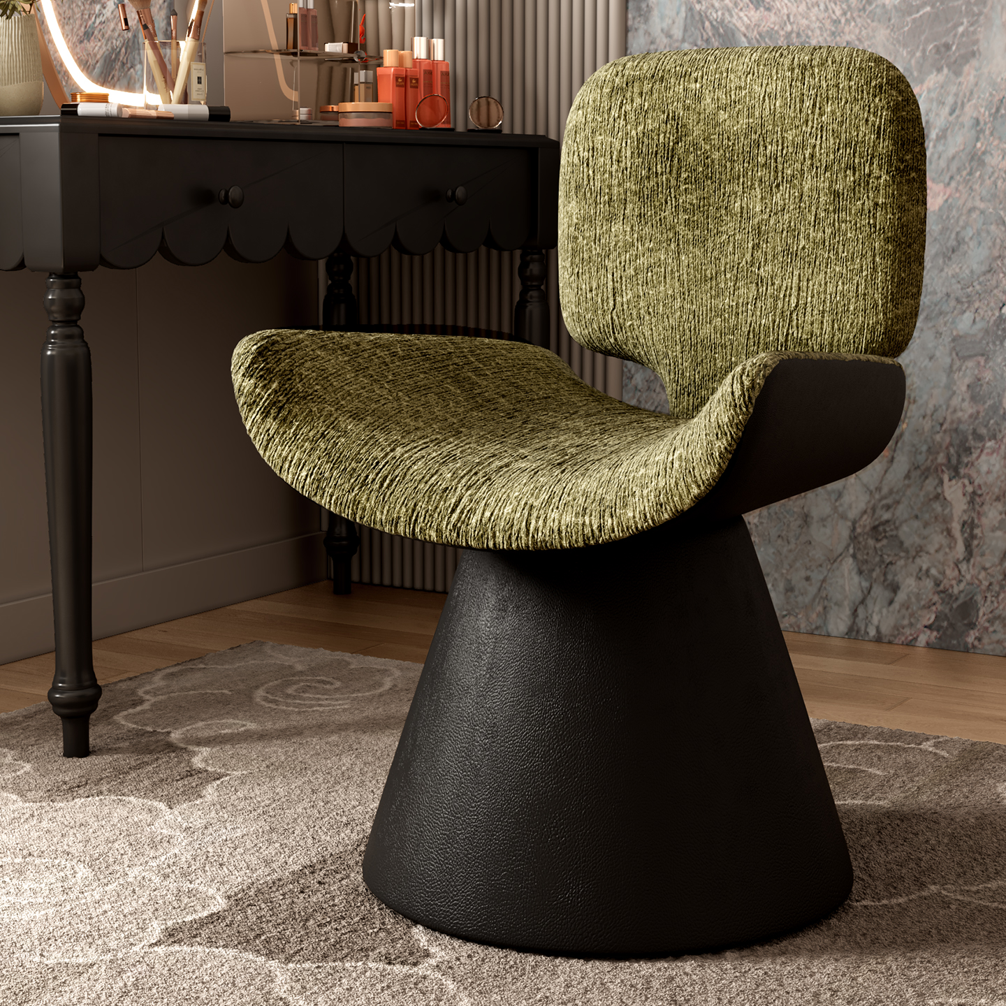 法式复古化妆椅雪尼尔绒布面料