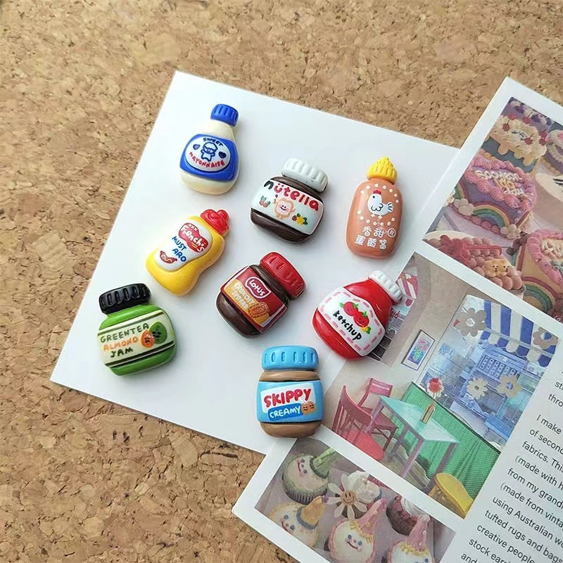 调味瓶花生酱图钉 创意软木板毛毡板留言板照片固定装饰大头按钉图片