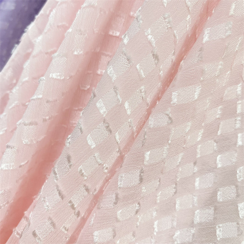 半透格子提花雪纺布料古风汉服夏装连衣裙防晒衫飘逸发圈面料
