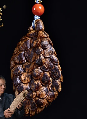 【松果】柬埔寨沉香雕刻手把件沉香吊坠挂件老料男女款手把件