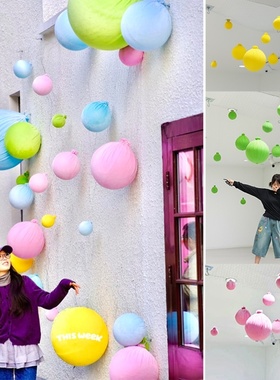 圣诞节彩色绒布花朵球橱窗装饰