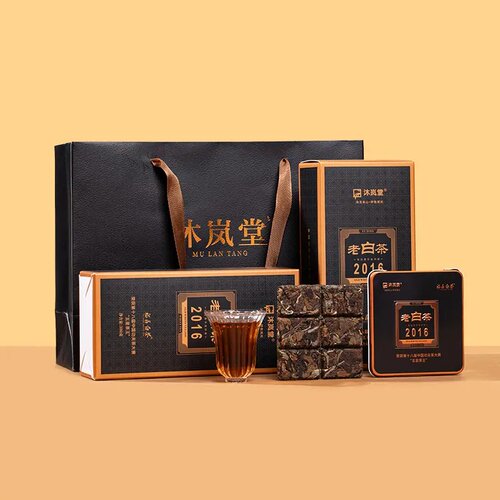沐岚堂福鼎白茶2016年贡眉老白茶高山核心产区铁盒小方片茶