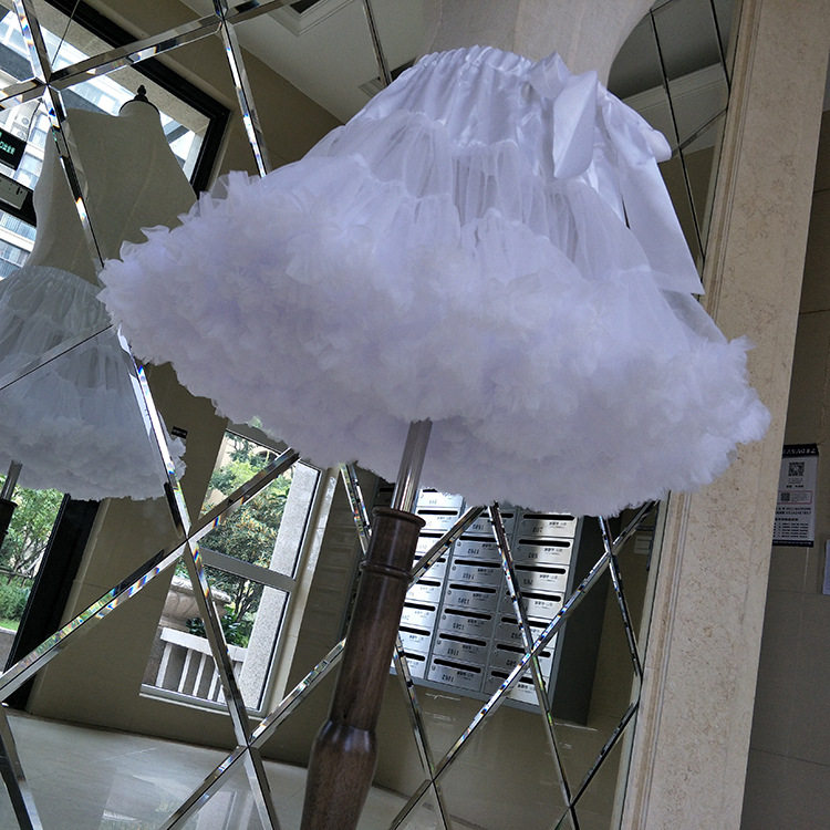 lolita白色纱裙超蓬 软绵绵无骨裙撑衬裙大码蓬蓬裙半身裙cosplay